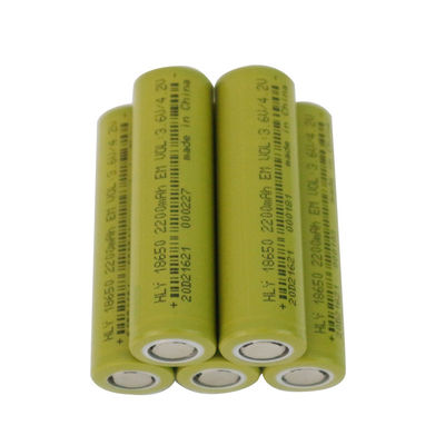 خفيفة الوزن قابلة للشحن ليثيوم أيون 2200 مللي أمبير 18650 خلية بطارية UN38.3 HLY